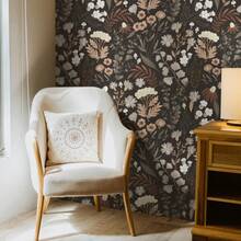 ihomeli Giấy dán tường tự dính Pretty Wild Mushy - Tranh dán tường đồng cỏ mộng mơ dịu nhẹ, giấy dán tường hoa văn phong cách Boho, giấy dán tường bóc dán có thể tháo rời - Nhiều màu - Xem 3