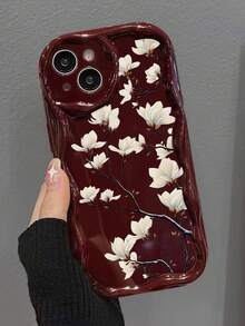 Ốp lưng điện thoại dày dặn, tối giản, chống sốc, in hình hoa lan phẳng, màu đỏ tía, viền gợn sóng, tương thích với iPhone 17/17 Pro/17 Pro Max, 16 XR/7/8, 15 Pro Max, 12 Pro Max, 13 Pro Max, 14 Pro Max, 13, 14, 11, 12P, 14, P11 Soft Shell, P12 Anti-Drop, XS, XR, 78P, 78GES2. - Nhiều màu - Xem 6