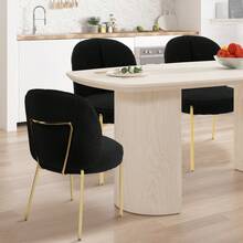 Silla de Comedor de Tela Negra con Patas Doradas (Juego de 2) Disponible en el Sitio - 1 - Ver 3