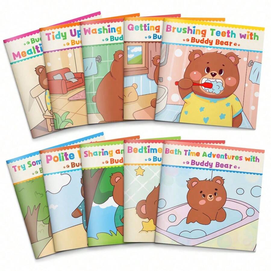 Daily Life Skills Story Series – 10 Habits & Social Skills Learning Collection, Build Confidence, Manners & Independence Through Fun Reading - Buddy Bear Series - View 1