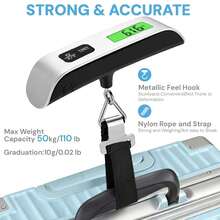 Báscula digital de equipaje y pesca de 50 kg; báscula portátil de mano con pantalla LCD retroiluminada y 4 opciones de unidad; diseño antideslizante; adecuada para maletas, mochilas y paquetes - Multicolor - Ver 7