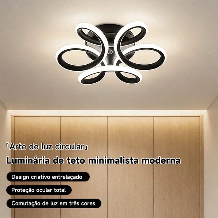 Modern LED Ceiling Light / Chandelier For Hallway, Living Room, Bedroom And Kitchen - 黑色 - 查看 1