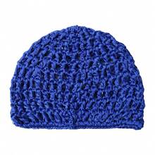 1pc Hollow-Out Handmade Knitted Hood, Thick Yarn Crocheted Mesh Sleeping Bag Cap/Mesh Hair Wrap Cap/Head Wrap Cap/Sleep Cap - Royal Blue - View 11