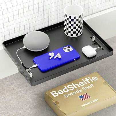 Bedside Shelf Dorm Room Bunk Bed & Top Bunk, College Dorm Room Essentials, Bedside Caddy, Clip On Floating Desk Tray, Bed Side Table Storage, Loft Nightstand Decor - Catch, Black