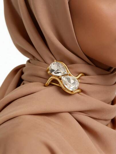 1 Pc Fashionable And Simple Irregular Wave Design Women's Scarf Ring - Elegant Scarf Ring For Shawls And T-Shirt Hem Styling. Versatile Fashion Accessory, Women's Muslim Hijab Pin For Securing Scarves, Suitable For All Seasons.