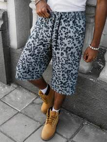 Men's Elastic Waist Leopard Print Casual Breathable Versatile Shorts, Summer - Multicolor - View 3