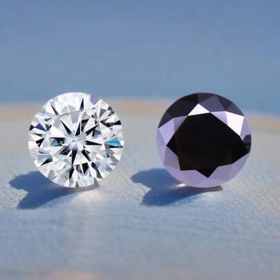 3毫米10颗/1克拉白色圆形合成莫桑石八箭八心裸石，5-8毫米/0.5-2克拉圆形黑白合成莫桑石，适用于镶嵌珠宝、美甲、DIY戒指、项链、耳环等饰品