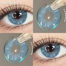 FUNSACHY Blue 14.2mm, Contact Lens, Gray, Suitable For Dates, Makeup, Eye Care, Annual Disposable - ARTHUR-bLUE - View 2