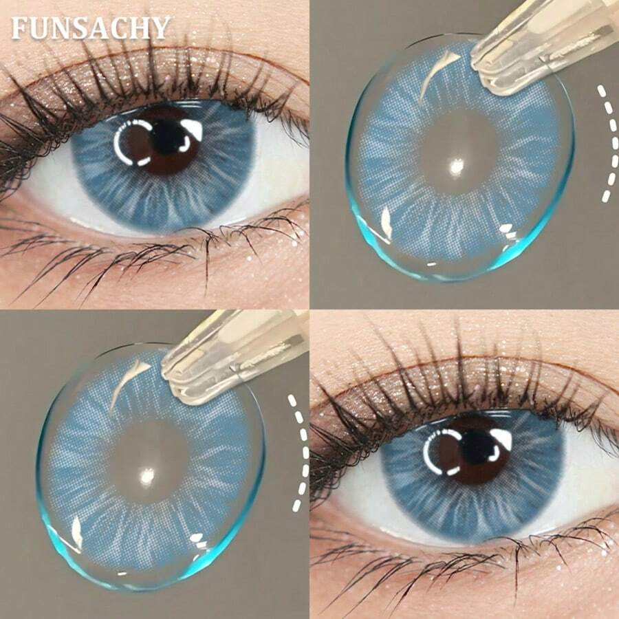 FUNSACHY Blue 14.2mm, Contact Lens, Gray, Suitable For Dates, Makeup, Eye Care, Annual Disposable