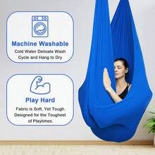 Võng treo trị liệu trong nhà bền chắc, mềm mại, co giãn, dành cho người lớn, tuyệt vời để thư giãn, xả stress và tập thể dục trên không. - Một kích thước - Xem 2