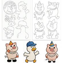 Water Soluble Embroidery Patterns Stabilizers - Pre-Printed Funny Cat, Lion, Pig & Duck Designs - Stick & Stitch Embroidery Paper For Hand Sewing Lovers - A255 - View 1