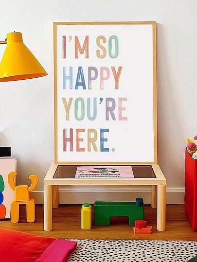 1pc, Canvas Wall Art, Framed Nursery Wall Art-We're So Glad You're Here! Classroom Posters, Homeschool Wall Decor, Perfect For Playrooms, Kids' Rooms, And Homeschool Decor, Kids' Room Decor, Art For Boys' Rooms, Rustic Gallery Wall Sets, Nursery Decor Posters, Cute Animal Kids' Room Art, Playroom Posters, Newborn Gifts, Preschool Decor, Classroom Decor