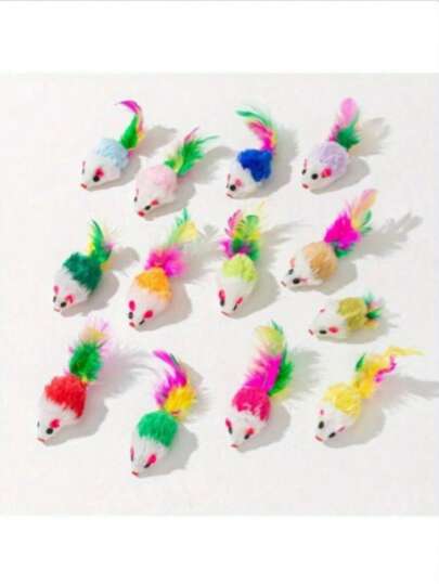 5pcs/10pcs/15pcs/20pcs Plush Mouse & Cat Toys, Helpful For Dental Health - Interactive Indoor Play And Teeth Cleaning, Random Color