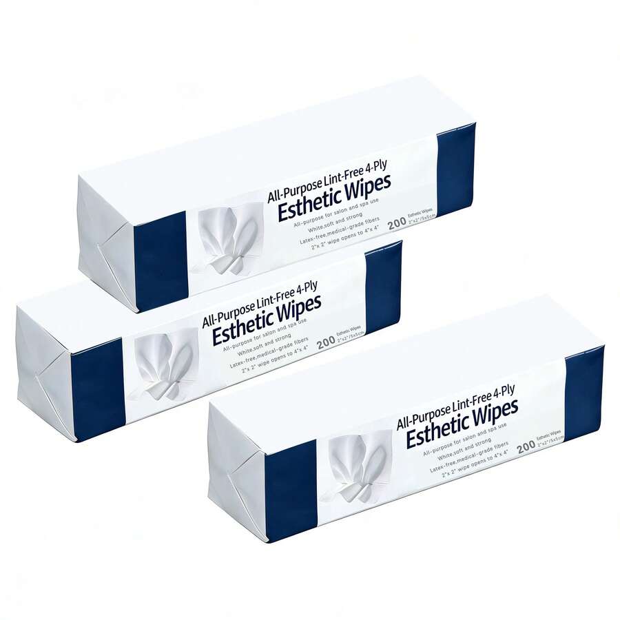 Khăn lau chuyên dụng không xơ 4 lớp, chất liệu không dệt, dùng cho salon và spa, mềm mại, chắc chắn và bền bỉ, không chứa latex, kích thước 2" x 2", 200 miếng. - trắng - Xem 1