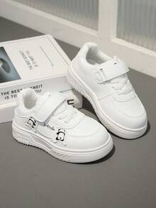 1 Paar Kinder Lässig sportschuhe, Herbst neue Mädchen Weichsohlen Schuhe, Kleinkind Mode vielseitige rutschfeste Flache Schuhe, Jungen Alltags Outdoor Tennis Schuhe - Weiss - Übersicht 1