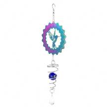 Estabilizador giratorio de viento de Color degradado, bola de observación, cola en espiral, árbol de la vida, campanas de viento, colgante, decoración colgante de jardín - Pájaro Bola Azul - Ver 2