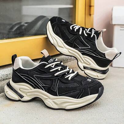 男士户外低帮气垫缓震舒适软底休闲鞋，品牌原创小众设计运动鞋，时尚百搭朋克风厚底增高运动鞋，防水真皮运动鞋，奢华高端运动健步鞋，流行大码鞋履，棕色靴子