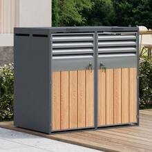 Storage Box With Hinged Lid, Ventilation Opening With Mesh, With Lock And Two Doors. - Grey - View 2