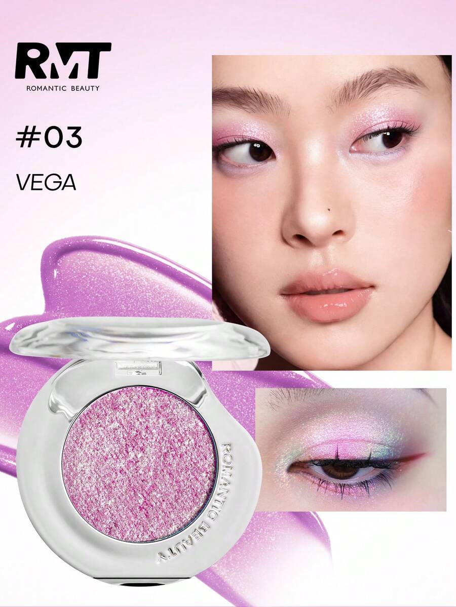 1pc Romantic & Beautiful Pearl Eyeshadow Palette - Glitter, Metallic Finish, Long-Lasting Makeup, Eye-Brightening, High-Shine Eyeshadow, Smooth Potato-Like Texture, Soft Texture More Suitable For Skin, Suitable For Women, Mothers, Wives, Sisters, Teenagers, Girlfriends - Glitter Eyeshadow - 03 Vega - Xem 1