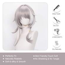 Tóc giả cosplay Yewell, phụ kiện đội đầu nhập vai, dòng sản phẩm hàng ngày, phụ kiện cosplay Nhật Bản đa dạng kiểu dáng, phù hợp cho các buổi tiệc riêng, nhập vai hàng ngày và Halloween. - Bạc - Xem 2