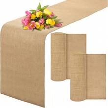 2pcs/4pcs Natural Jute Tablecloths, Coarse Linen Tablecloths, Rustic Vintage Linen, Party Dining Table Decoration, Suitable For Vintage Wedding Themes, Birthday Parties, Valentine's Day - Jute Table Runner - View 13