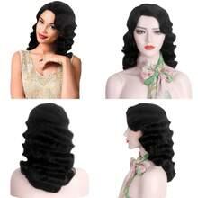 19-Inch 1920s Long Wavy Curly Wig, 1920s Flapper Style Wig For Party, Natural Synthetic Hair For Women, Suitable For Christmas, Halloween, Cosplay, Available In Brown, Ash Blonde, Black - Multicolor - View 7