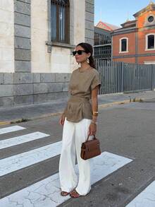 Áo không tay dáng suông mùa xuân hè mới dành cho nữ, kiểu dáng đơn giản, đa năng và ôm sát. - Lạc đà - Xem 3