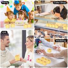 Small Gift Boxes With Lids, 24pcs 2x2x2 Inches Gold Boxes Small Treat Box With Ribbons, Cube Candy Box Mini Muffins Macaron Container For Wedding Birthday Party Advent Calendar DIY Supplies - Gold - View 6