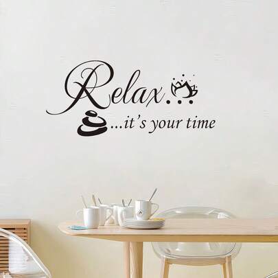 Relájate, es tu momento. Pegatina de pared con flores para baño, cafetería, salón de belleza, spa, oficina, decoración del hogar
