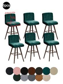 1pc/4pcs/6pcs Silver Fox Velvet Low Back Cover, Solid Color Elastic Full Wrap Low Back Stool Cover, Soft Skin-Friendly Stain-Resistant Low Back Chair Cover, Suitable For Dining Room, Study Room Chair Decoration, Room Decoration - Multicolor - View 32