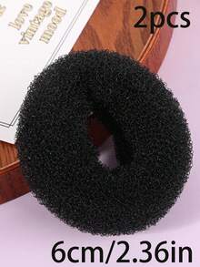 2pcs Black Donut Hair Bun Maker Hair Styling Tool Set - Black - View 10