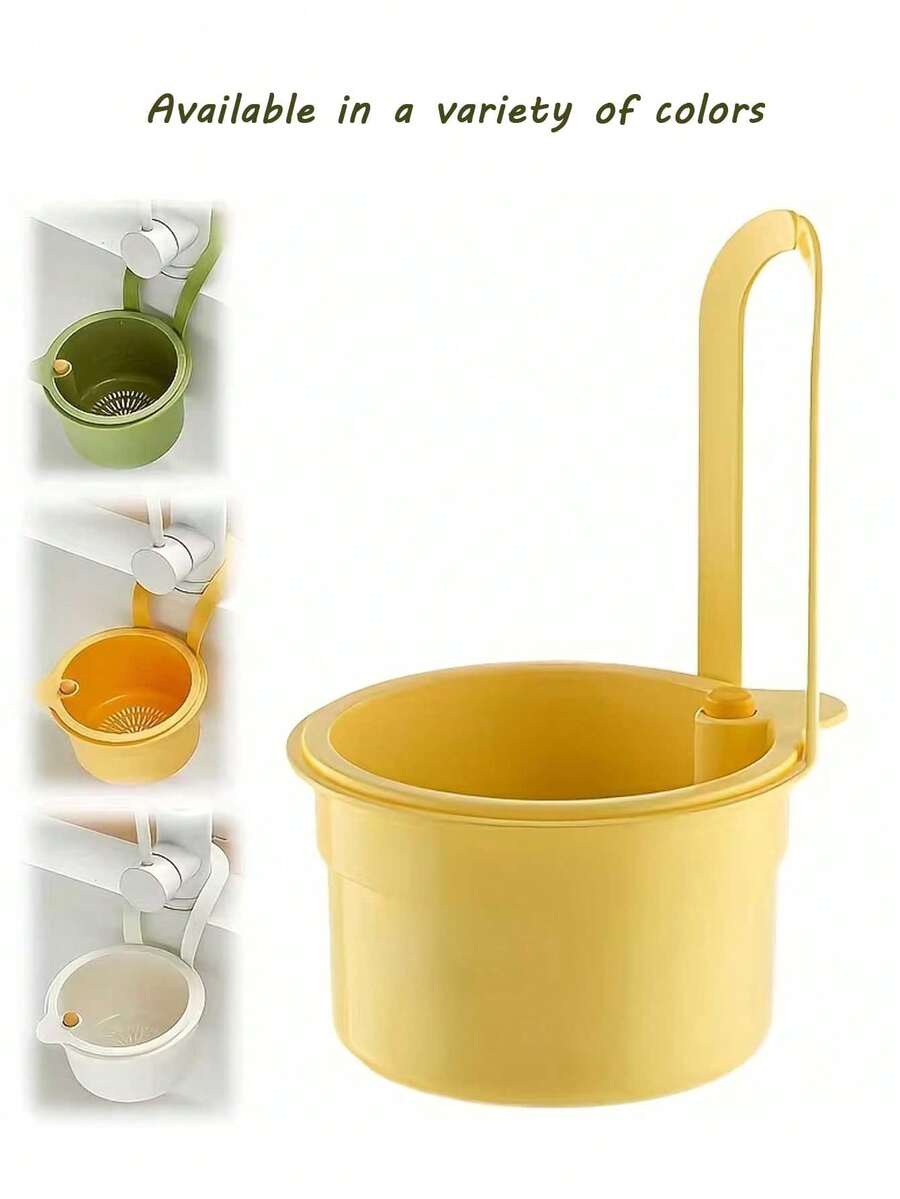 Hanging Funnel Basket For Kitchen Sink, Multifunctional Tool For Draining Food Ingredients. Adopts Press-To-Tilt Mechanism With Self-Cleaning Function, Suitable For Corner Sinks To Effectively Filter Waste.