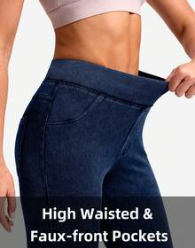 Skinny Jeans For Women Stretchy High Waisted Soft Jeggings Cute Leggings With Pockets Yoga Pants - 寶藍色 - 查看 2