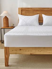 1pc 100% Waterproof Ultrasonic Floral Quilted Mattress Protector, Classic Four-Leaf Clovers Pattern Quilted Mattress Cover, Thicker Mattress Topper For Extra-Comfort, 14inch/35cm Deep Pocket - White - View 9