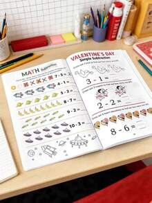 64 Pages 0-10 Addition And Subtraction Math Workbook, Preschool Math Practice Book With Picture-Based Formula Decomposition Calculations, Interesting Arithmetic Problem Book, Suitable For Children Aged 3-8 - Multicolor - View 1