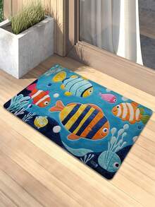 1pc Colorful Fish Pattern Rectangular Anti-Slip Bath Mat, Soft & Comfortable, Suitable For Bathroom, Living Room, Bedroom, Kitchen, Entryway Decor, Also Great As A Gift - A - View 10