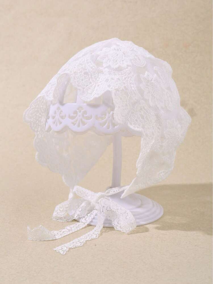 新生女婴蕾丝边刺绣帽，复古宫廷风蕾丝边婴儿针织帽，春夏婴儿帽，新生儿帽，保暖婴儿帽，可爱婴儿帽，帕拉式婴儿帽，抽绳婴儿帽，复古婴儿帽，优雅无檐抽绳帽，时尚婴儿帽 - 彩色 - 查看 9