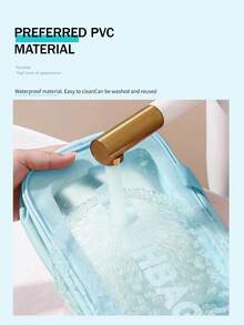 Túi đựng đồ vệ sinh cá nhân chống thấm nước màu xanh nhạt, tiện lợi mang theo, thích hợp làm quà tặng cho bạn gái. - Màu ngọc lam - Xem 3