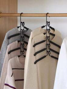 Multi-Functional Hanger, Seamless Sponge Hanger, Multi-Layer Space-Saving Clothes Support Rack, T-Shirt Drying Rack, Wardrobe Storage Rack, Bedroom Dormitory Accessories, Storage Organization Decorations, Holiday Decorations, Room Decorations, Home Decorations, Bedroom Decorations, Dresses, Pants, Shoes, Jeans, Boots, Skirts, Spring, Simple, Summer Tops - Black - View 4