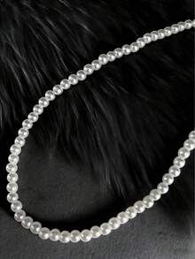 1件装多层仿珍珠项链，法式奢华简约优雅百搭颈链配饰，新品上市 - 白色珍珠 - 查看 10