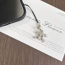 1/2pcs Diamond Skull Phone Charm, Minimalist Edgy Street Style Phone Pendant, Suitable For Smartphone, Keychain, Earphone - Silver - View 4
