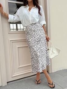 Chân váy dài nữ bằng vải in họa tiết da báo, chất liệu không co giãn, kiểu dáng thường ngày, thích hợp cho mùa hè. - Màu be - Xem 5