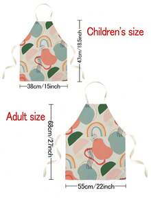 1 chiếc tạp dề in họa tiết hoạt hình hình học phong cách Bohemian, in một mặt, dành cho cả người lớn và trẻ em, có dây buộc cổ điều chỉnh được, thích hợp sử dụng trong nhà, nhà bếp, nấu nướng, chống thấm nước và chống bám bẩn. - Nhiều màu - Xem 4
