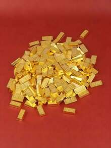 100pcs Mini Gold Ingots, 0.4" X 0.2" Size, Gold Bar Shape, Suitable For Treasure Chest Decoration And Miniature Design, Lightweight And Highly Realistic - View 4