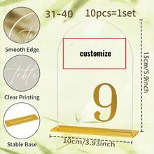 客製化壓克力婚禮桌號卡 1-10 附底座,3.94 X 5.91 英吋,優雅金色耐用加厚設計,桌牌文字與數字設計,適用於接待會、生日、週年紀念宴會桌牌 - 彩色 - 查看 15