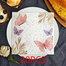 IOOJA 20/50Pcs 2ply Unfolded Size 33*33cm Butterfly Leaf Print Party Napkins Disposable Napkins Suitable For Theme Parties Designed For Lively Parties Essential For Company Team Building And Friends Gatherings - Multicolor - View 8