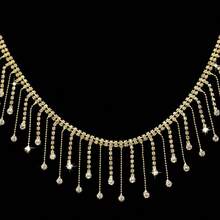 One Strip Of Glittering White Rhinestone Fringe Ribbon - An Irregular Crystal Bead Fringe Chain With Adjustable Length, Suitable For DIY Sewing, Wedding Dresses, Apparel Crafts, Home Decor, And Sewing Accessories | A Charming Embellishment - Tassel - View 3