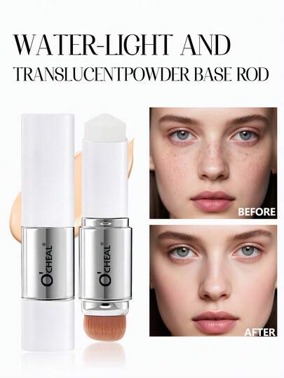 1 pieza Barra de maquillaje base de acabado natural, resistente al agua y de larga duración, sin manchas, de doble punta con pincel, para un maquillaje de base perfecto, contorneado y resaltado del rostro