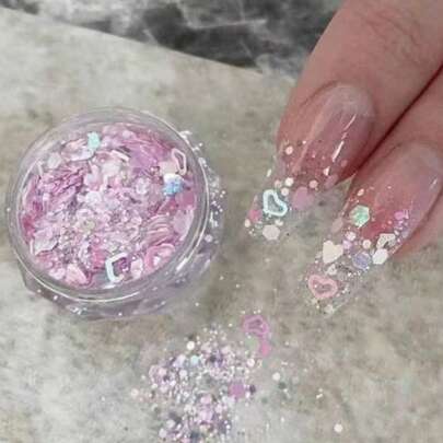 1盒甜美夏日系列美甲闪粉，超薄亮片，星月美甲饰品，韩版ins风，DIY美甲配件，美甲挂件，美甲装饰