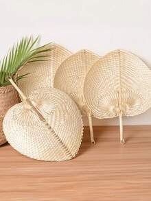 天然竹拉菲草扇，波西米亚风扇子，1 把手持竹扇，夏季降温用品，家居墙面装饰，婚礼拉菲草扇，竹制，天然手工棕榈叶，装饰折叠扇，手工编织，适合招待客人和新人，夏季降温用品，农舍风格墙面装饰，竹藤扇，手工制作，清凉夏日必备，完美适用于农舍风格墙面装饰，也是婚礼和派对的理想礼物 - A - 查看 3